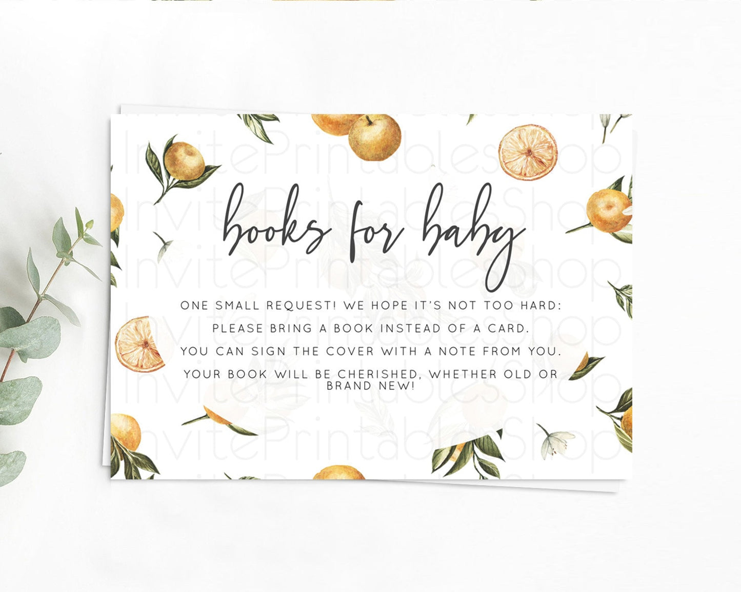 Citrus Books For Baby Card Lemon Book Insert Orange Book Insert Citrus Book Card Citrus Floral Baby Shower Book Poem Request D10545