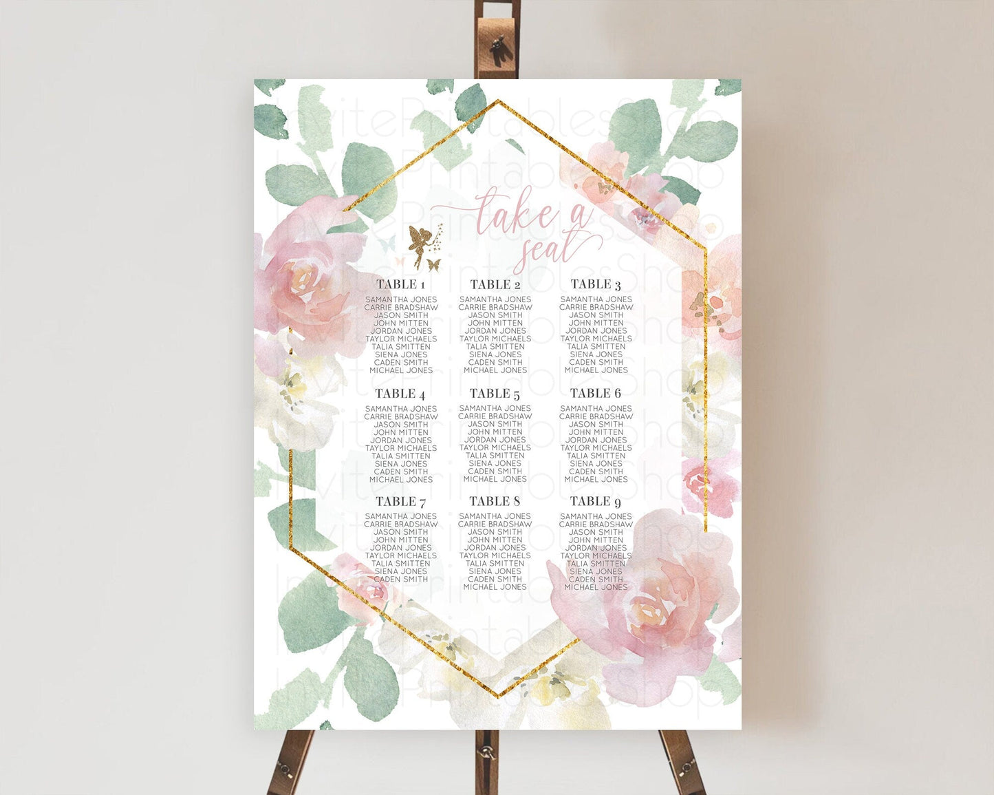 Fairy Seating Chart Pastel Fairy Seating Chart Fairy Tea Party Fairy Garden Seating Sign Enchanted Garden Floral Butterfly Decor D10965