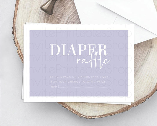 Editable Purple Diaper Raffle Card Plain Purple Diaper Insert Minimalist Pas