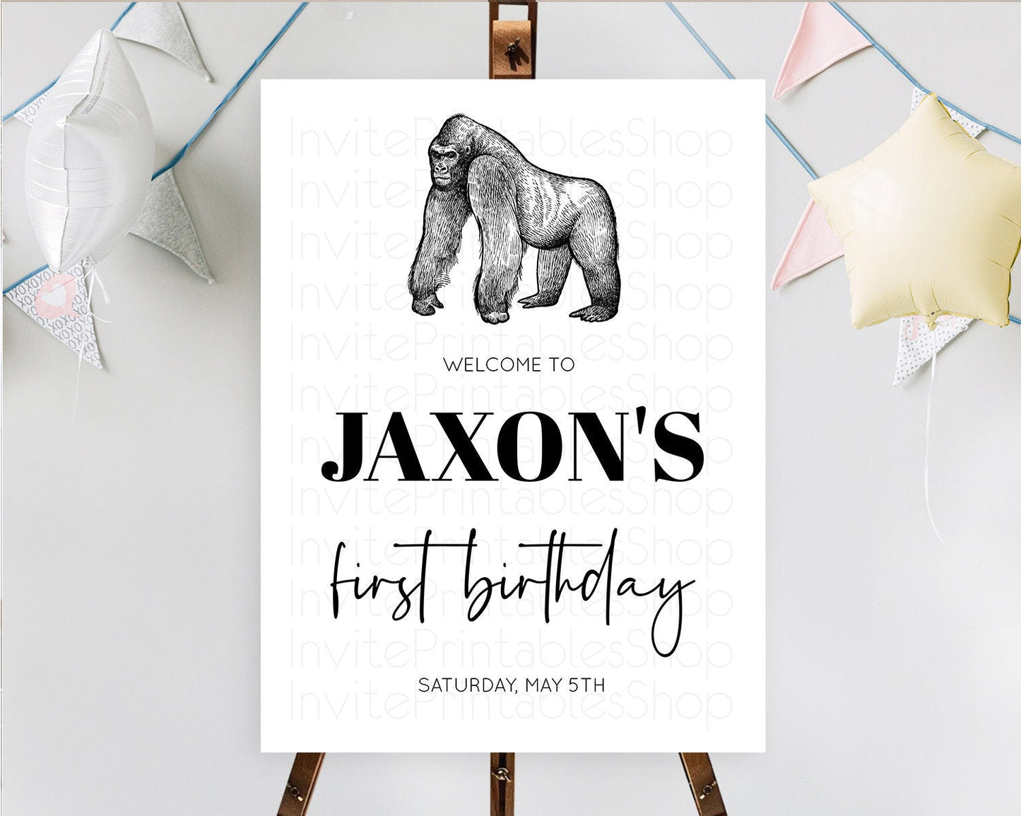 Gorilla Welcome Sign Gorilla Welcome Board Gorilla Party Welcome Poster Safari Adventure Decor Gorilla First Birthday Welcome Sign D10855