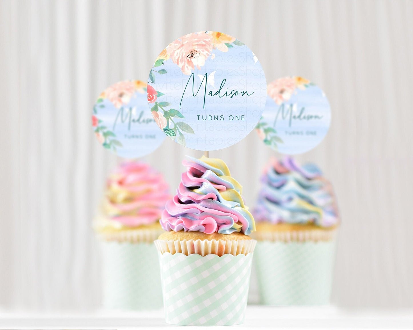 Secret Garden Cupcake Toppers Wildflower Cupcake Toppers Pastel Flowers Cupcake Toppers Enchanted Garden Boho Floral First Birthday D10337