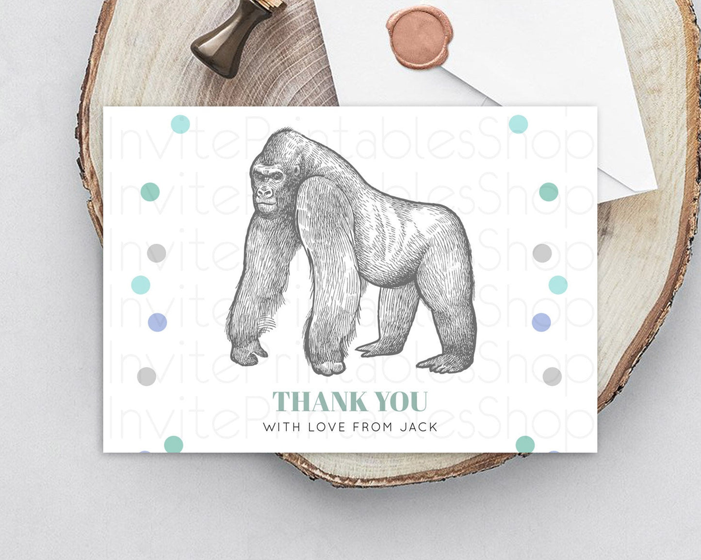 Gorilla Thank You Gorilla Thank You Card Gorilla Party Birthday Thank You Card Safari Card Template Gorilla Teacher Thank You Cards D10854