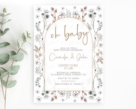 Editable Wildflower Baby Shower Invitation Secret Garden Baby Shower Invitat