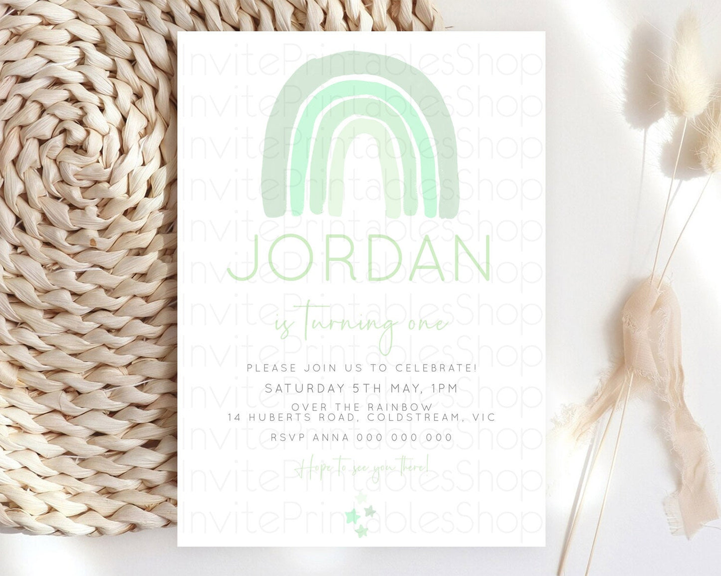 Pastel Rainbow Birthday Invitation Pastel Rainbow Invitation Rainbow Invitation Pastel Invitation Boho Rainbow 1st First Birthday D23099