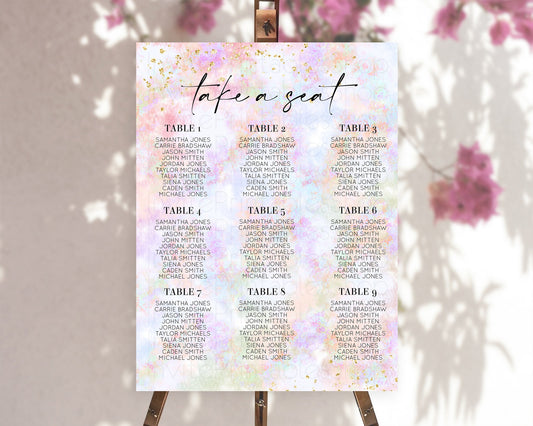 Editable Rainbow Seating Chart Pastel Seating Chart Colorful Pastel Watercol