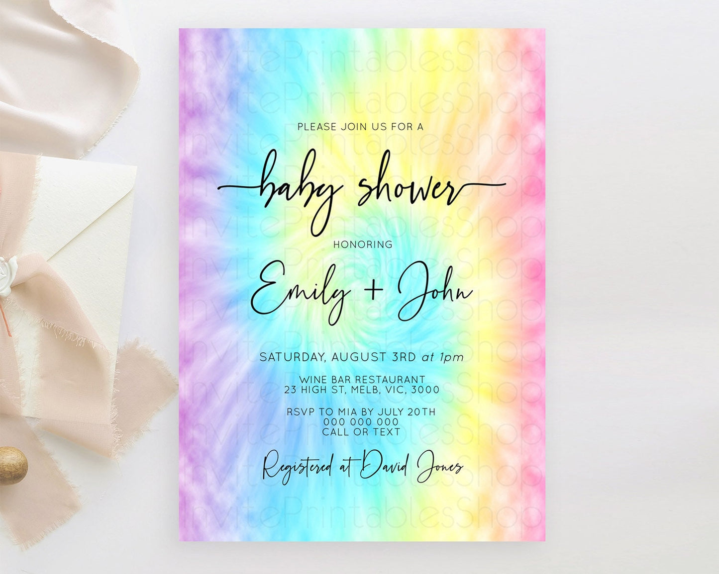 Pastel Baby Shower Invitation Rainbow Baby Shower Invitation Colorful Pastel Watercolor Invitation Gold Glitter Sprinkles Ombre D10578