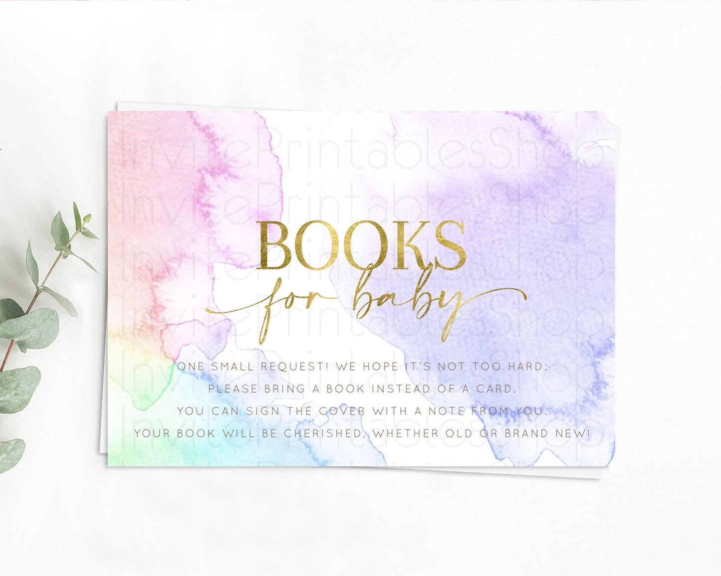 Pastel Books For Baby Card Pastel Rainbow Book Insert Colorful Ombre Watercolor Book Card Confetti Glitter Baby Book Poem Request D10215