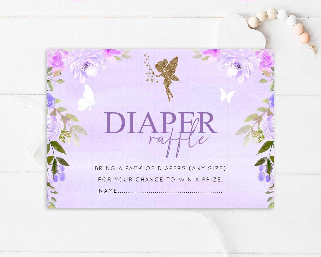 Fairy Diaper Raffle Pastel Floral Diaper Request Glitter Magic Diaper Card Enchanted Garden Baby Shower Raffle Game Tickets Nappy Card 47