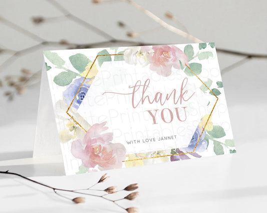 Editable Secret Garden Thank You Wildflower Thank You Card Pastel Flower Gar
