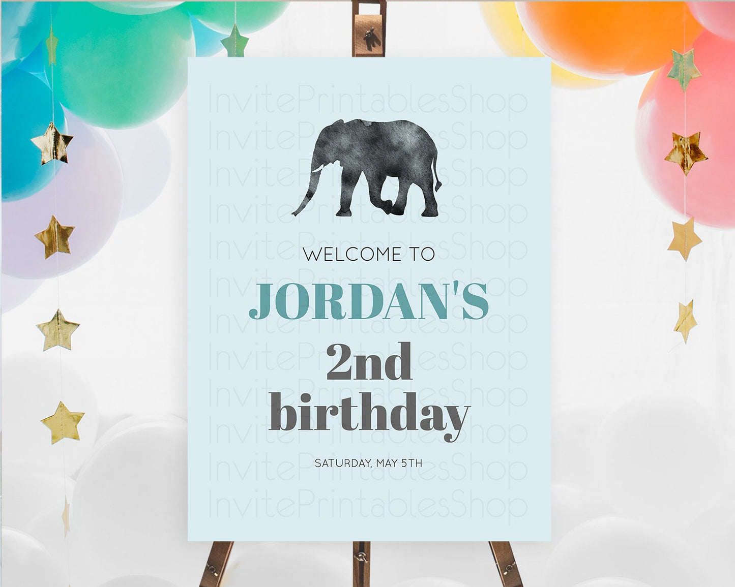 Elephant Welcome Sign Elephant Welcome Board Elephant Party Welcome Poster Safari Party Decor Elephant First Birthday Welcome Sign D10802