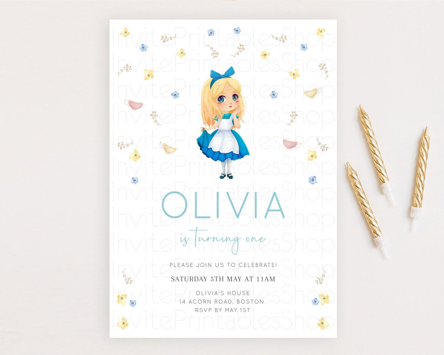 Princess Birthday Invitation Castle Invitation Royal Birthday Fairy Tale Enchanted Castle Pastel Floral Garden 1st First Birthday D10886