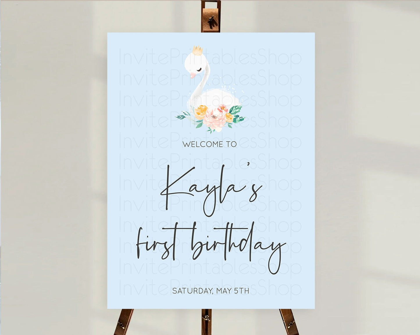 Swan Welcome Board Swan Princess Ballet Welcome Sign Enchanted Swan Lake Secret Garden Pastel Floral First Birthday Welcome Sign D10903