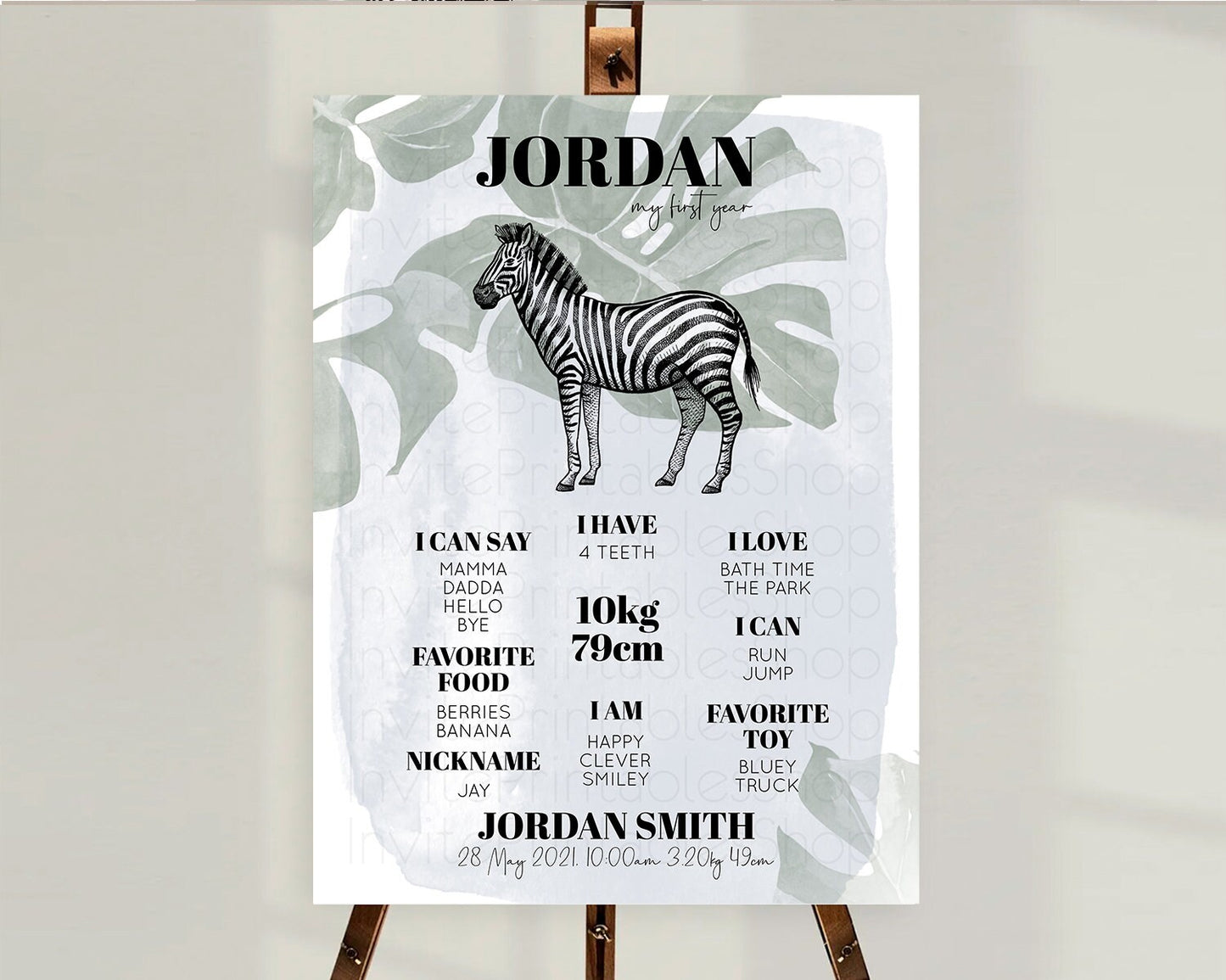 Zebra First Birthday Milestone Board Zebra Milestone Poster Zebra Decor Safari Adventure Zebra First Birthday Welcome Sign D10814