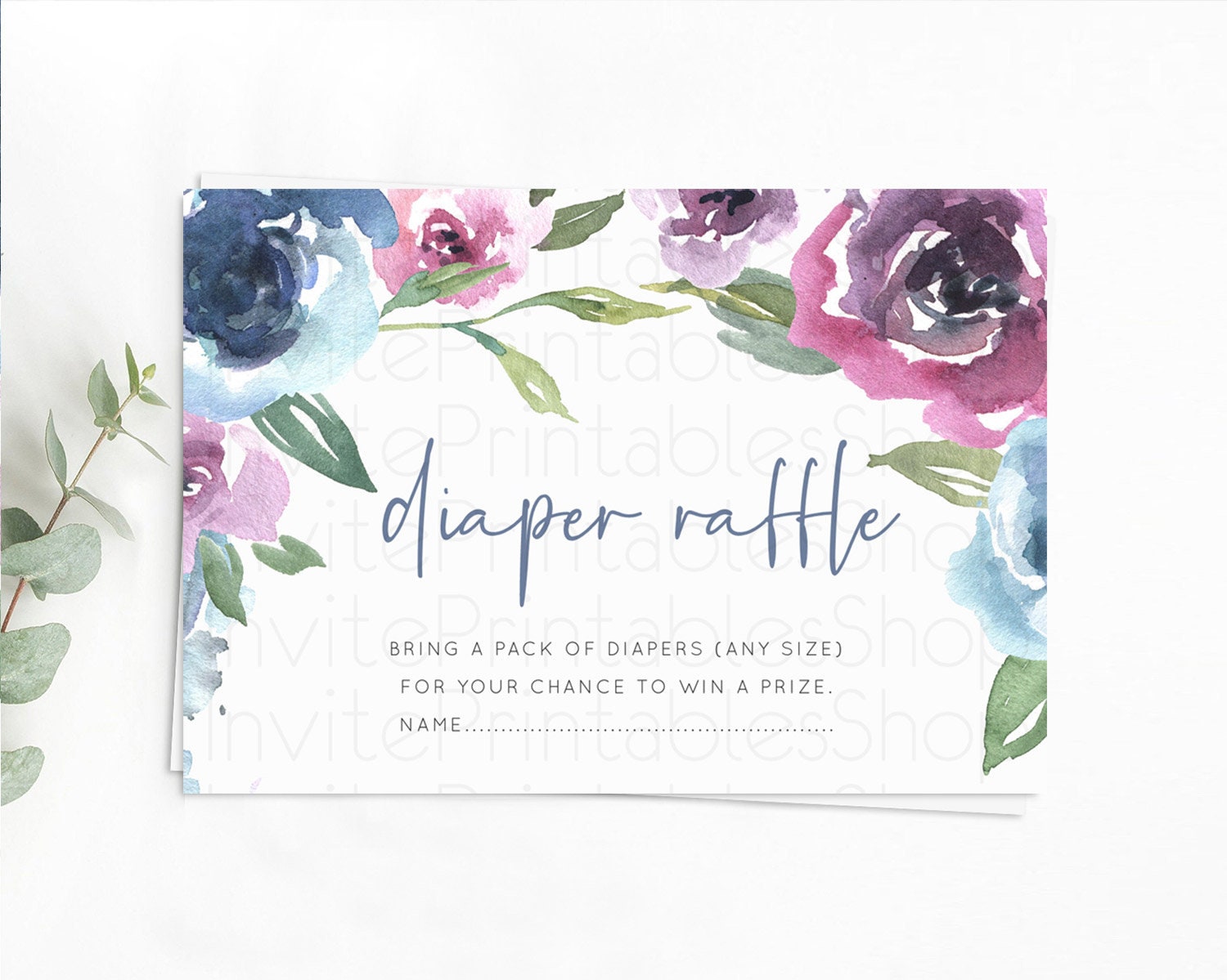 Editable Secret Garden Diaper Raffle Card Boho Wildflower Diaper Raffle Inse