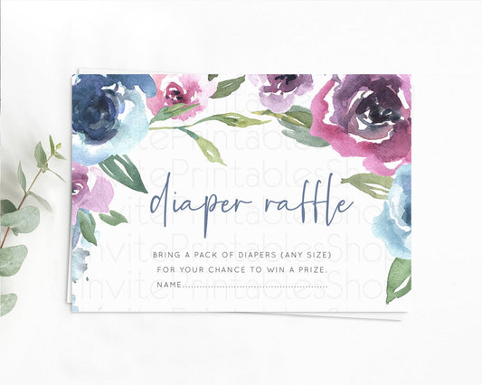 Editable Secret Garden Diaper Raffle Card Boho Wildflower Diaper Raffle Inse