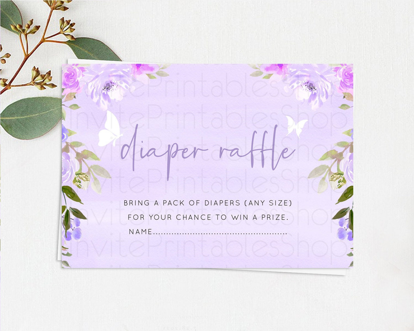 Secret Garden Diaper Raffle Card Boho Wildflower Diaper Raffle Insert Pastel Flower Garden Baby Shower Card Flower Raffle Game D10719