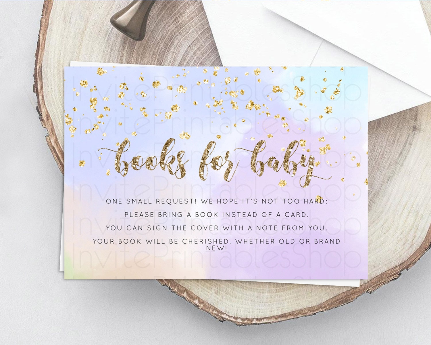 Editable Pastel Books For Baby Card Pastel Rainbow Book Insert Colorful Ombr