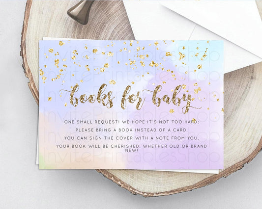 Editable Pastel Books For Baby Card Pastel Rainbow Book Insert Colorful Ombr