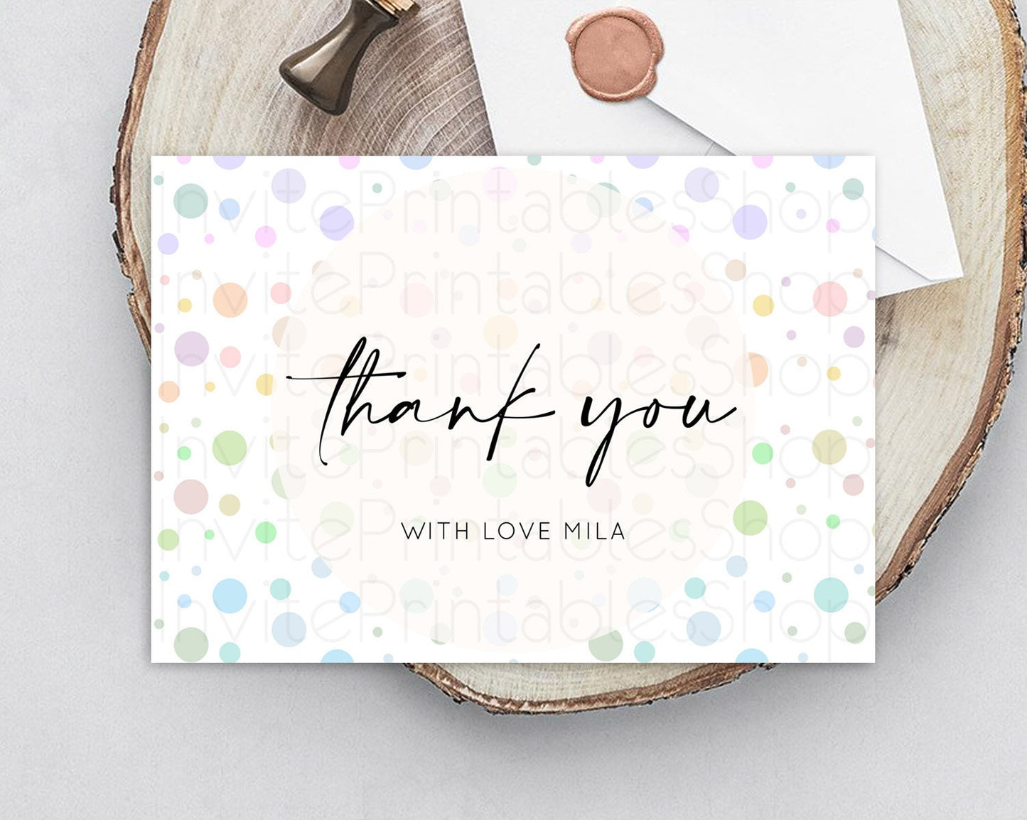 Rainbow Thank You Pastel Thank You Card Pastel Rainbow Birthday Thank You Confetti Colorful Pastel Cards Teacher Thank You Cards D10135