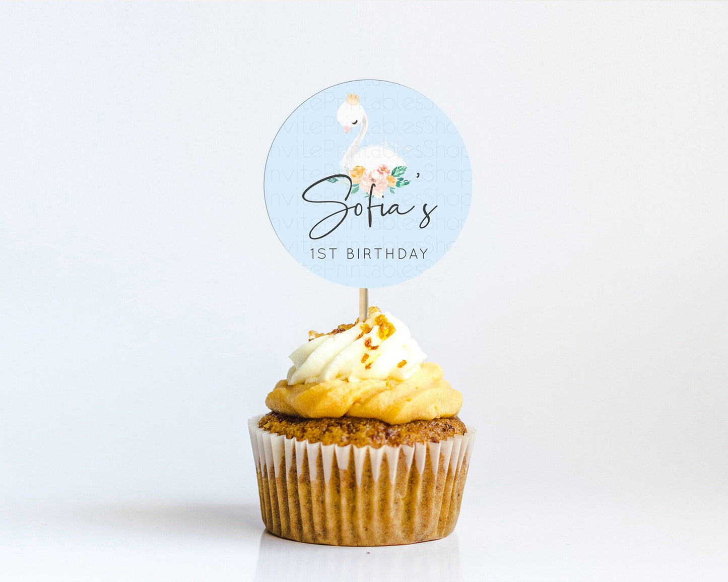 Swan Cupcake Toppers Swan Princess Ballet Cupcake Watercolour Pastel Floral Enchanted Forest Swan Lake Party Decor Secret Garden D10903