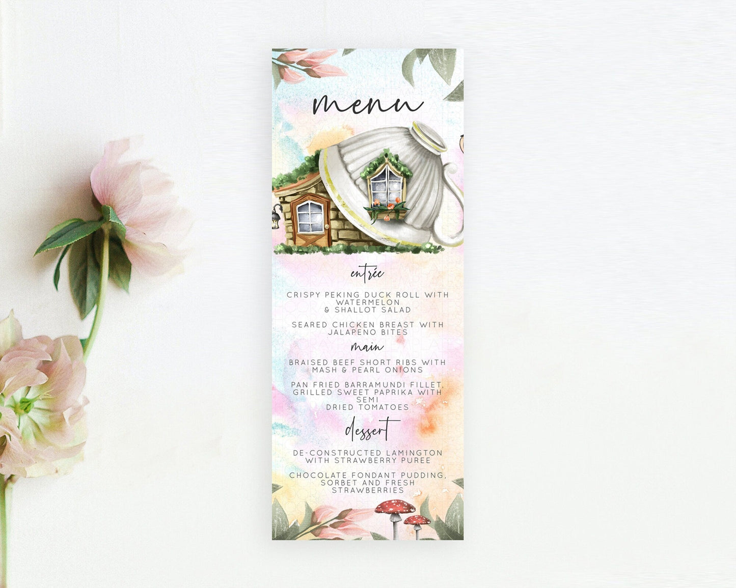 Fairy Menu Fairy Menu Template Enchanted Garden Pastel Floral Butterfly Table Decor Fairy Secret Garden Dinner Dessert Food Menu D10555