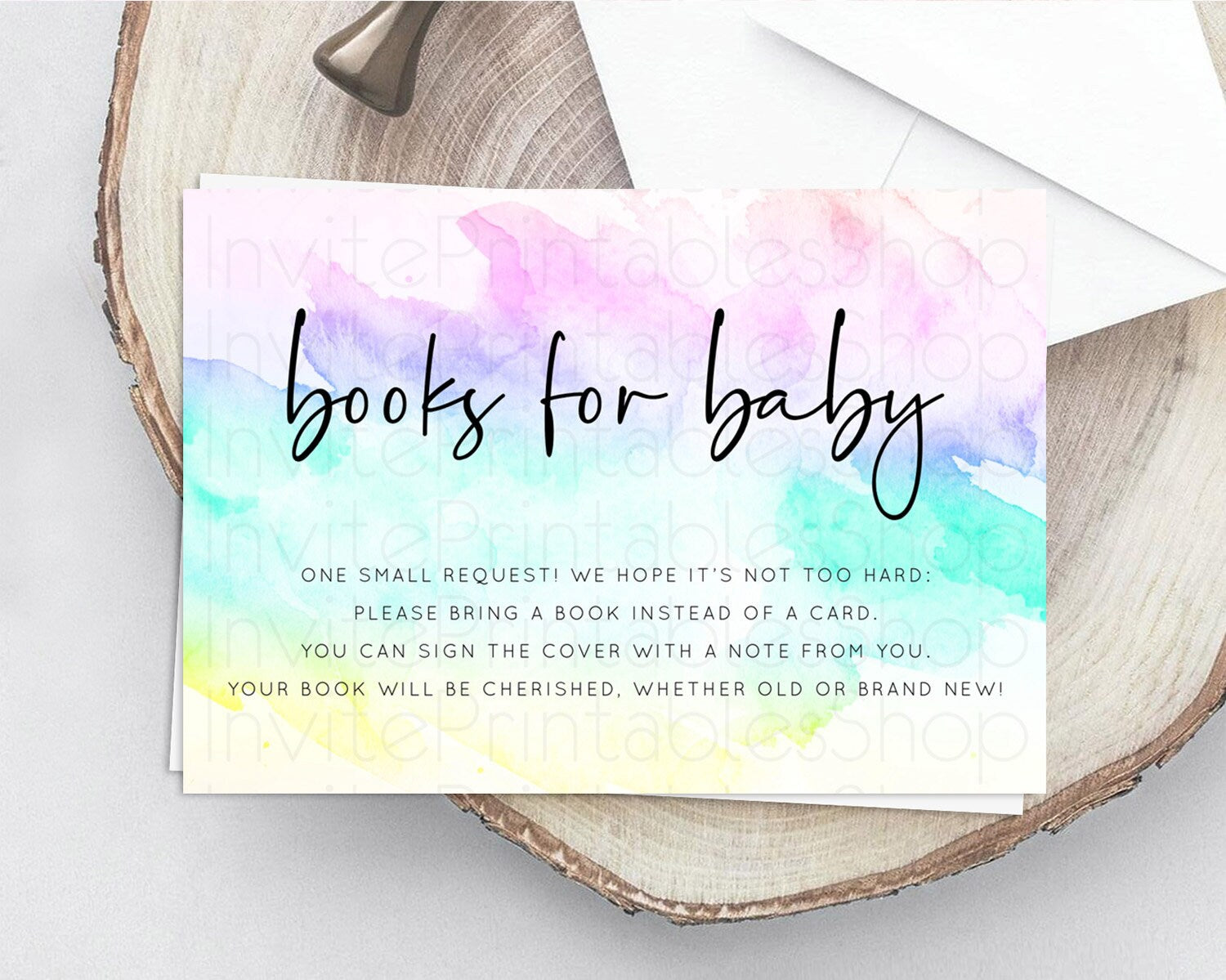 Editable Pastel Books For Baby Card Pastel Rainbow Book Insert Colorful Ombr