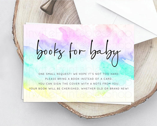 Editable Pastel Books For Baby Card Pastel Rainbow Book Insert Colorful Ombr