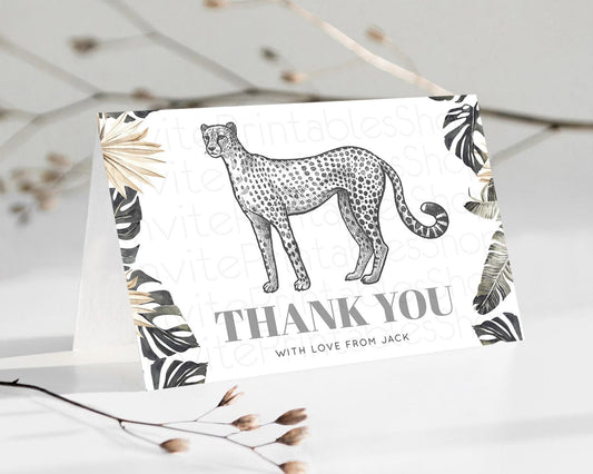 Editable Cheetah Thank You Cheetah Thank You Card Cheetah Party Birthday Tha