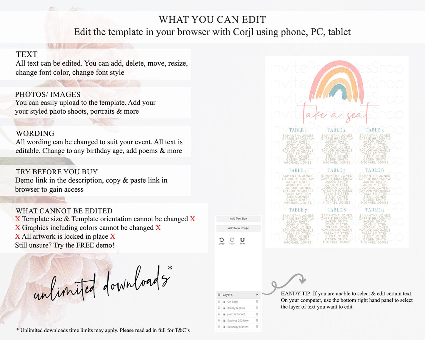 Pastel Rainbow Seating Chart Boho Rainbow Seating Chart Rainbow Seating Chart Pastel Seating Chart Boho Rainbow Seating Sign D10351