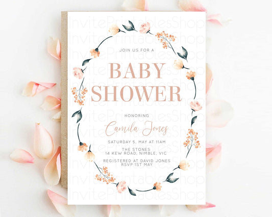 Wildflower Baby Shower Invitation Secret Garden Baby Shower Invitation Pastel Flowers Invite Enchanted Garden Shower Floral Theme D10240