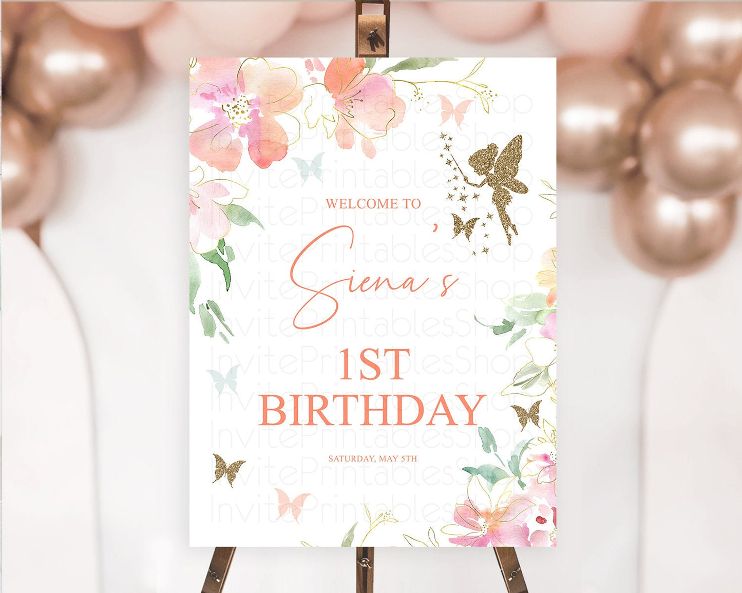 Fairy Welcome Sign Fairy Welcome Board Enchanted Garden Pastel Floral Butterfly Décor Secret Garden First Birthday Welcome Sign D10934