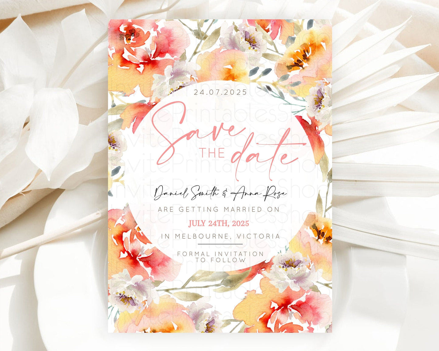 Wildflower Save The Date Template Secret Garden Save The Date Pastel Floral Garden Party Boho Flowers Birthday Baby Shower Wedding D10280