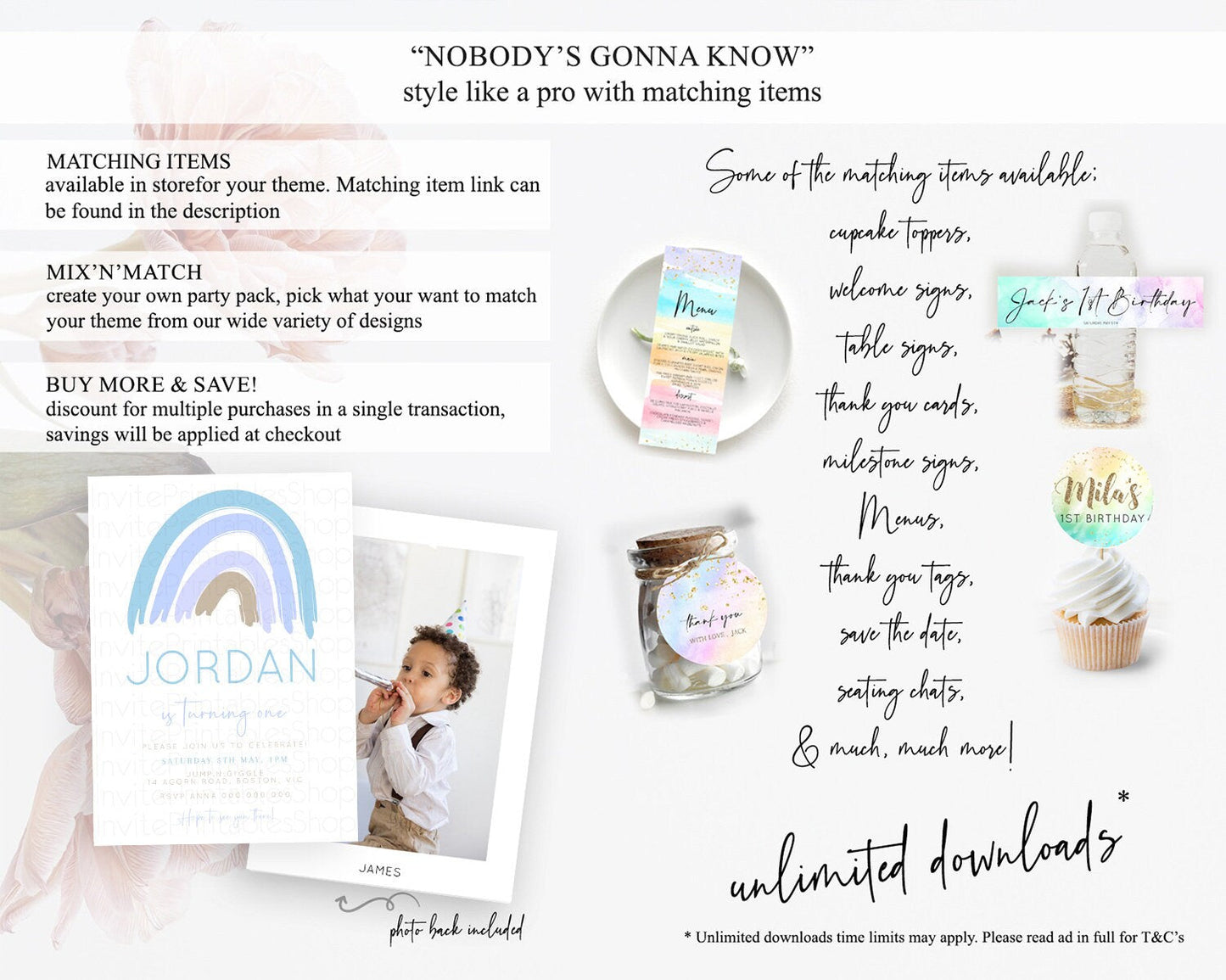 Pastel Rainbow Birthday Invitation Pastel Rainbow Invitation Rainbow Invitation Pastel Invitation Boho Rainbow 1st First Birthday D10352