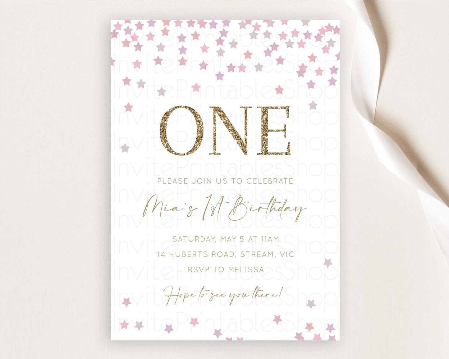 Star Birthday Invitation Pastel Stars Invite Shooting Star Party Rainbow Colorful Confetti Twinkle Little Star 2nd First Birthday D10344