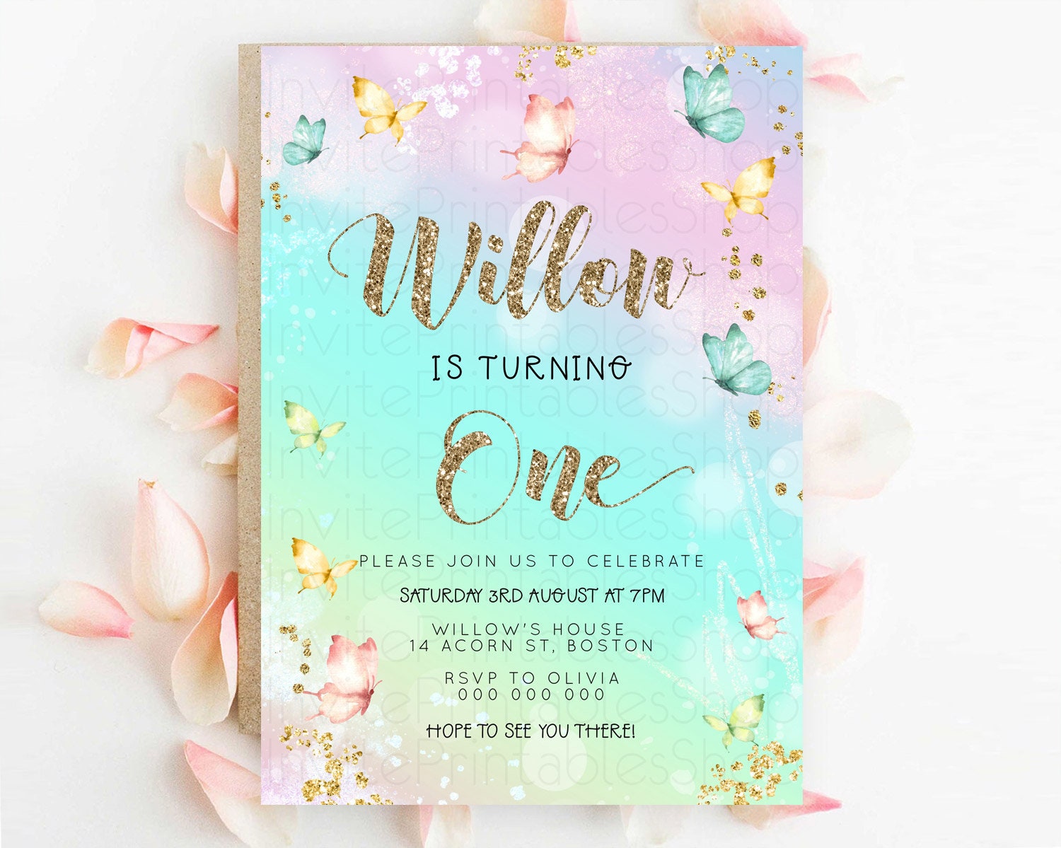 Editable Pastel Butterfly Birthday Invitation Butterfly Birthday Invitation