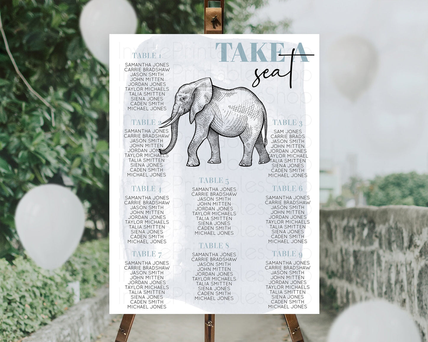 Editable Elephant Seating Chart Elephant Seating Sign Elephant Party Safari
