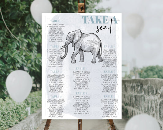 Editable Elephant Seating Chart Elephant Seating Sign Elephant Party Safari