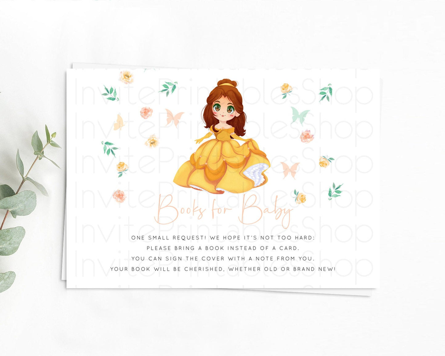 Princess Books For Baby Card Castle Book Card Insert Secret Garden Enchanted Castle Pastel Floral Garden Baby Shower Poem Request D10890