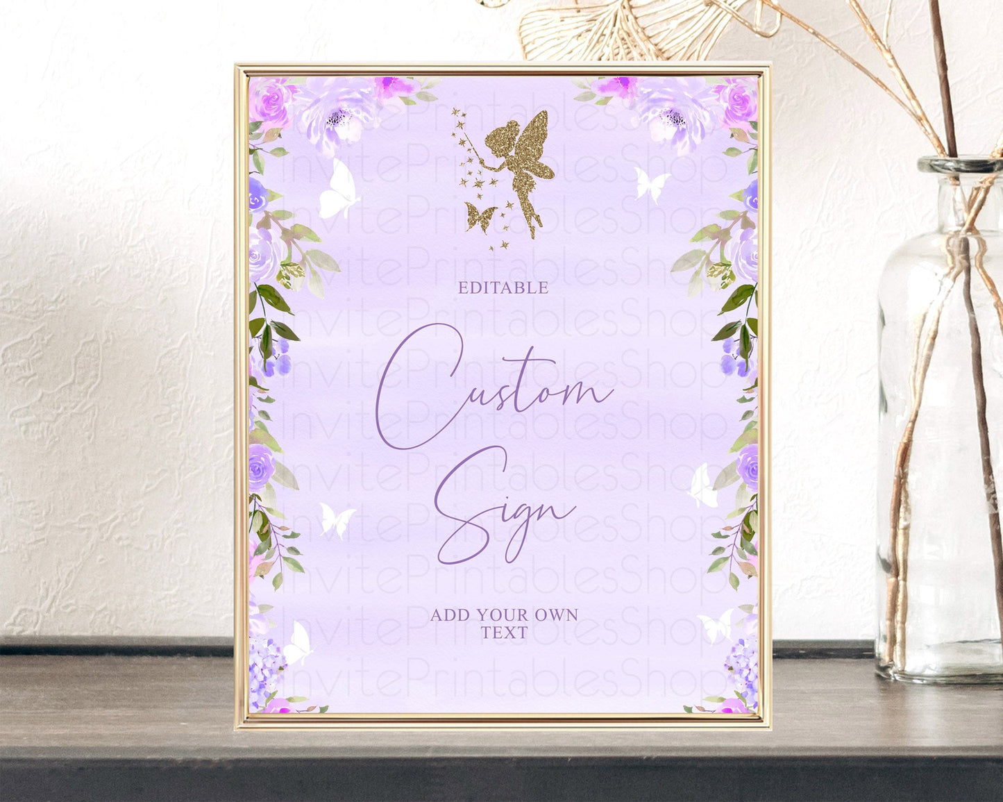 Fairy Sign Enchanted Garden Table Sign Decor Pastel Floral Butterfly Party Secret Garden Birthday Baptism Baby Shower Bridal Shower D10910