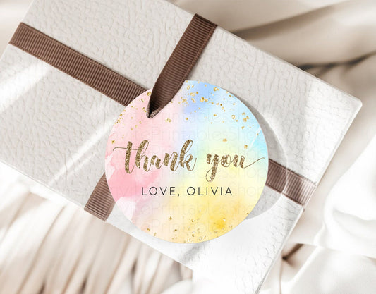Editable Pastel Thank You Tags Rainbow Thank You Gift Tags Colorful Pastel F