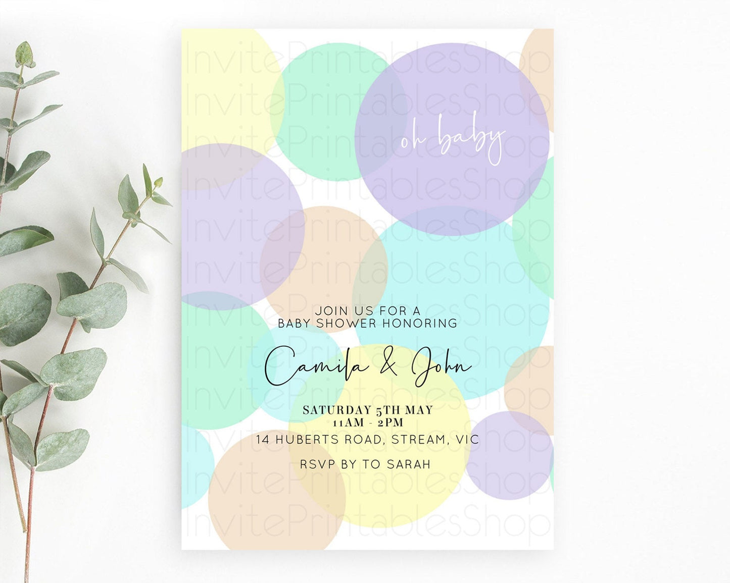 Pastel Rainbow Baby Shower Invitation Pastel Confetti Invitation Sprinkles Bubbles Invitation Colorful Rainbow Confetti Theme D10414