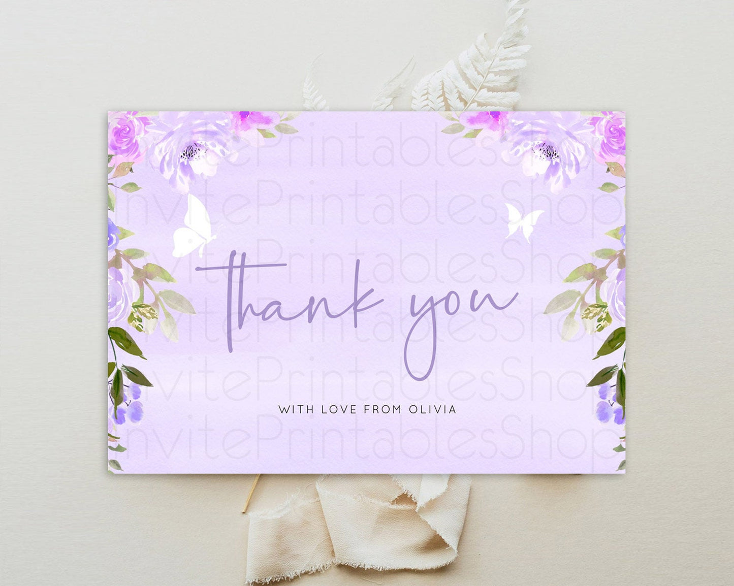 Secret Garden Thank You Wildflower Thank You Card Pastel Flower Garden Birthday Thank You Card Boho Floral Teacher Thank You Card D10719