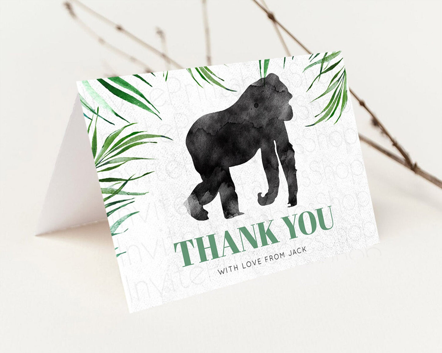 Gorilla Thank You Gorilla Thank You Card Gorilla Party Birthday Thank You Card Safari Card Template Gorilla Teacher Thank You Cards D10840