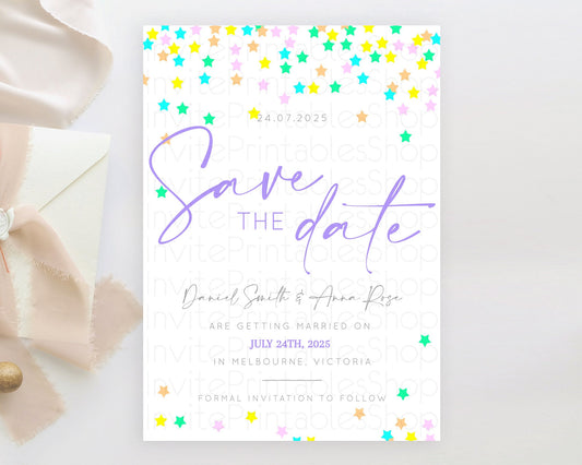 Editable Twinkle Stars Save The Date Template Pastel Twinkle Little Star Par