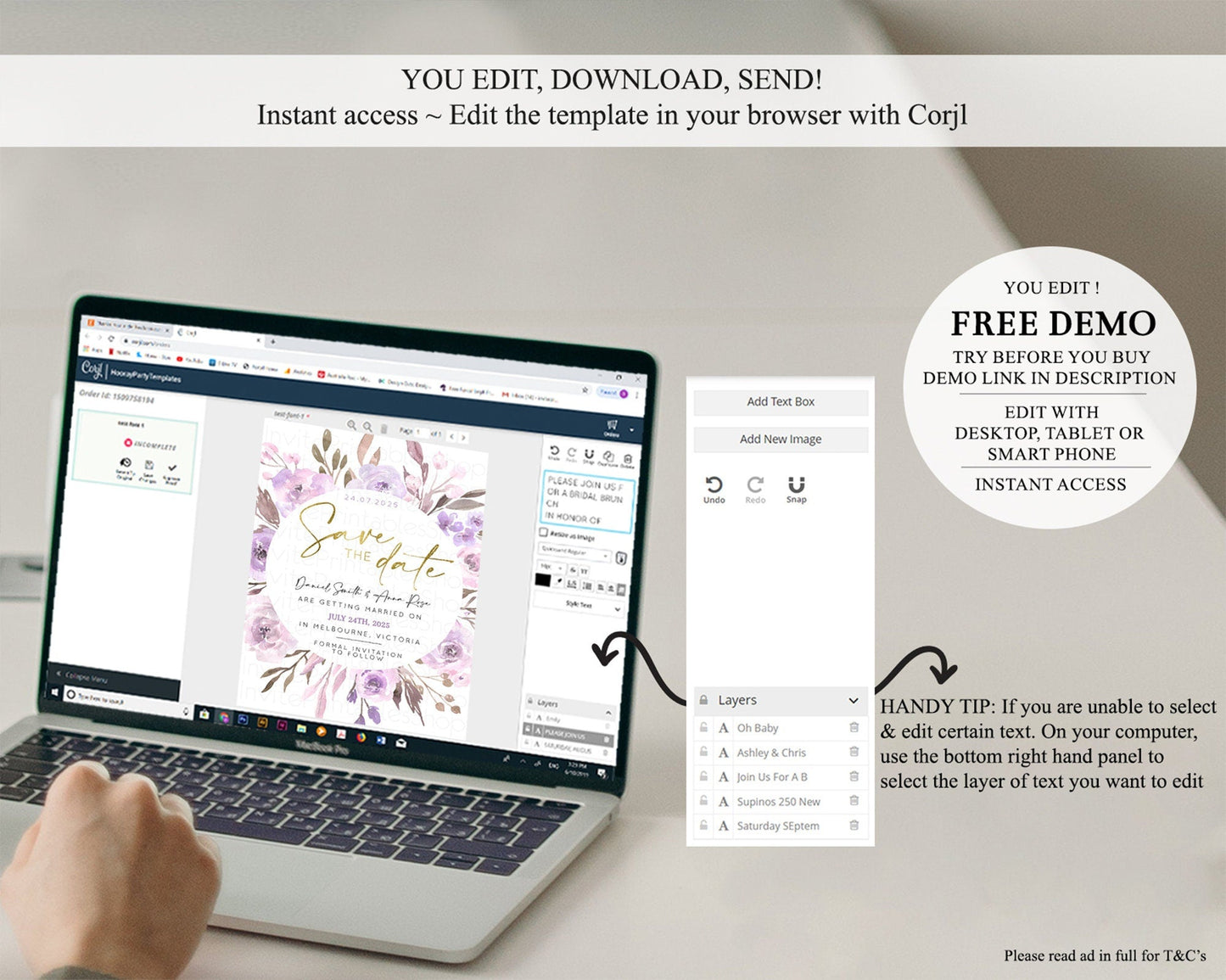 Wildflower Save The Date Template Secret Garden Save The Date Pastel Floral Garden Party Boho Flowers Birthday Baby Shower Wedding D10201