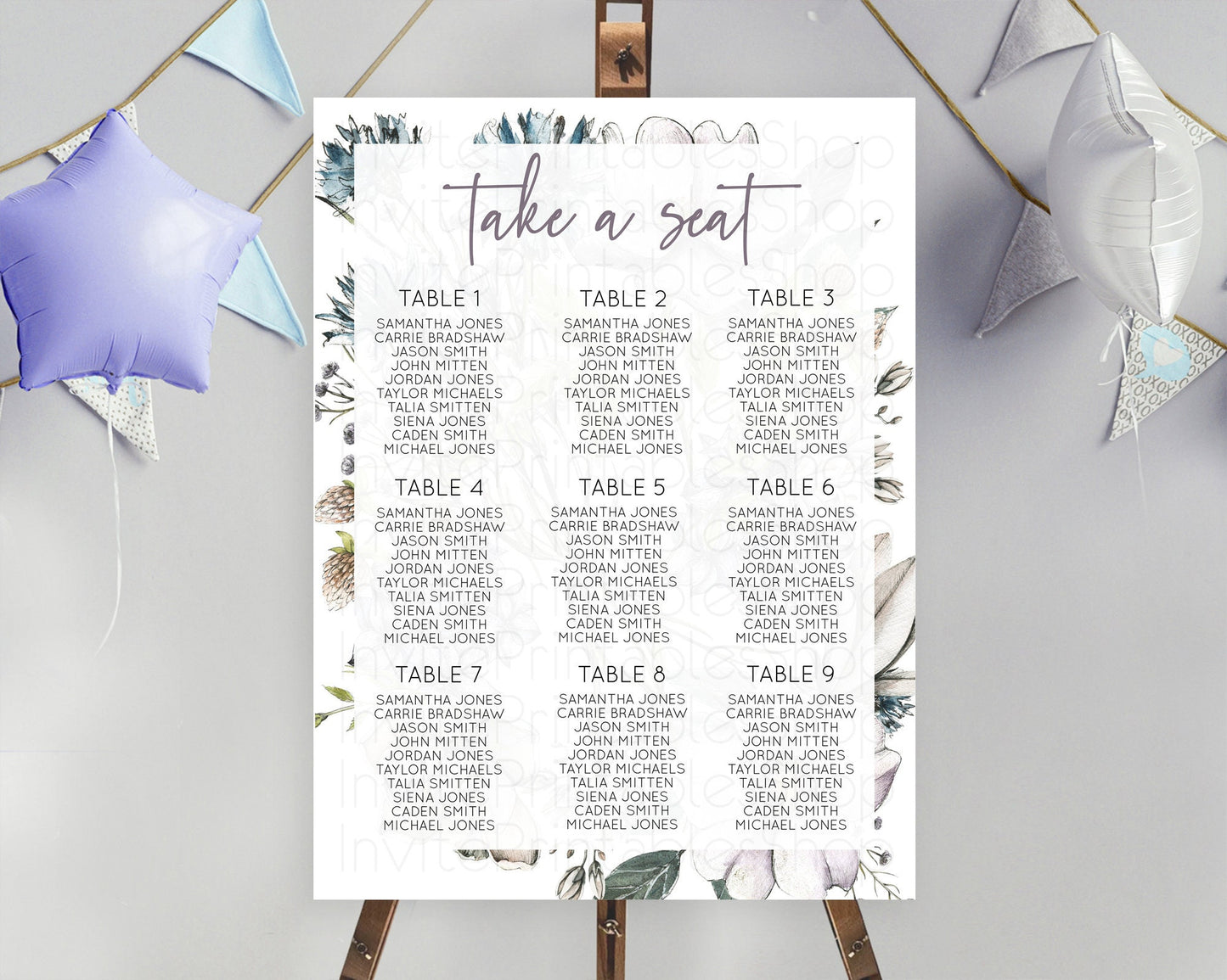 Secret Garden Seating Chart Wildflower Seating Chart Pastel Flowers Seating Chart Enchanted Garden Boho Floral Take A Seat Décor D10501