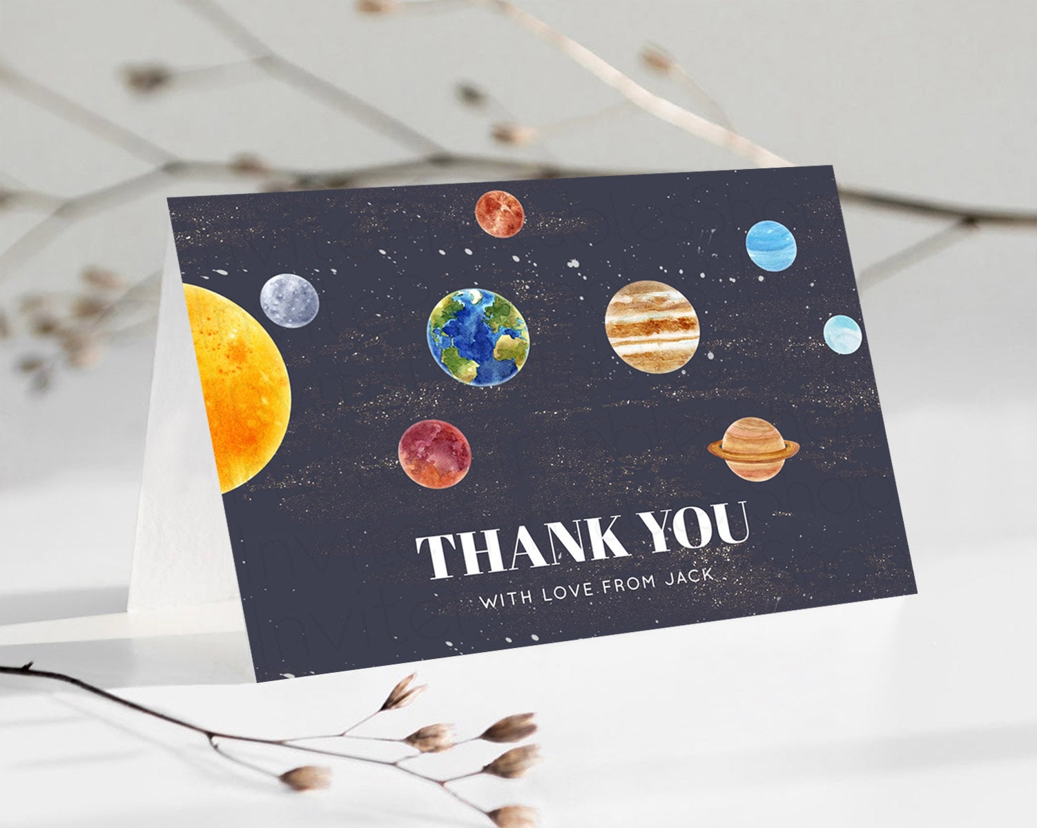 Editable Space Thank You Space Thank You Card First Trip Around the Sun Than