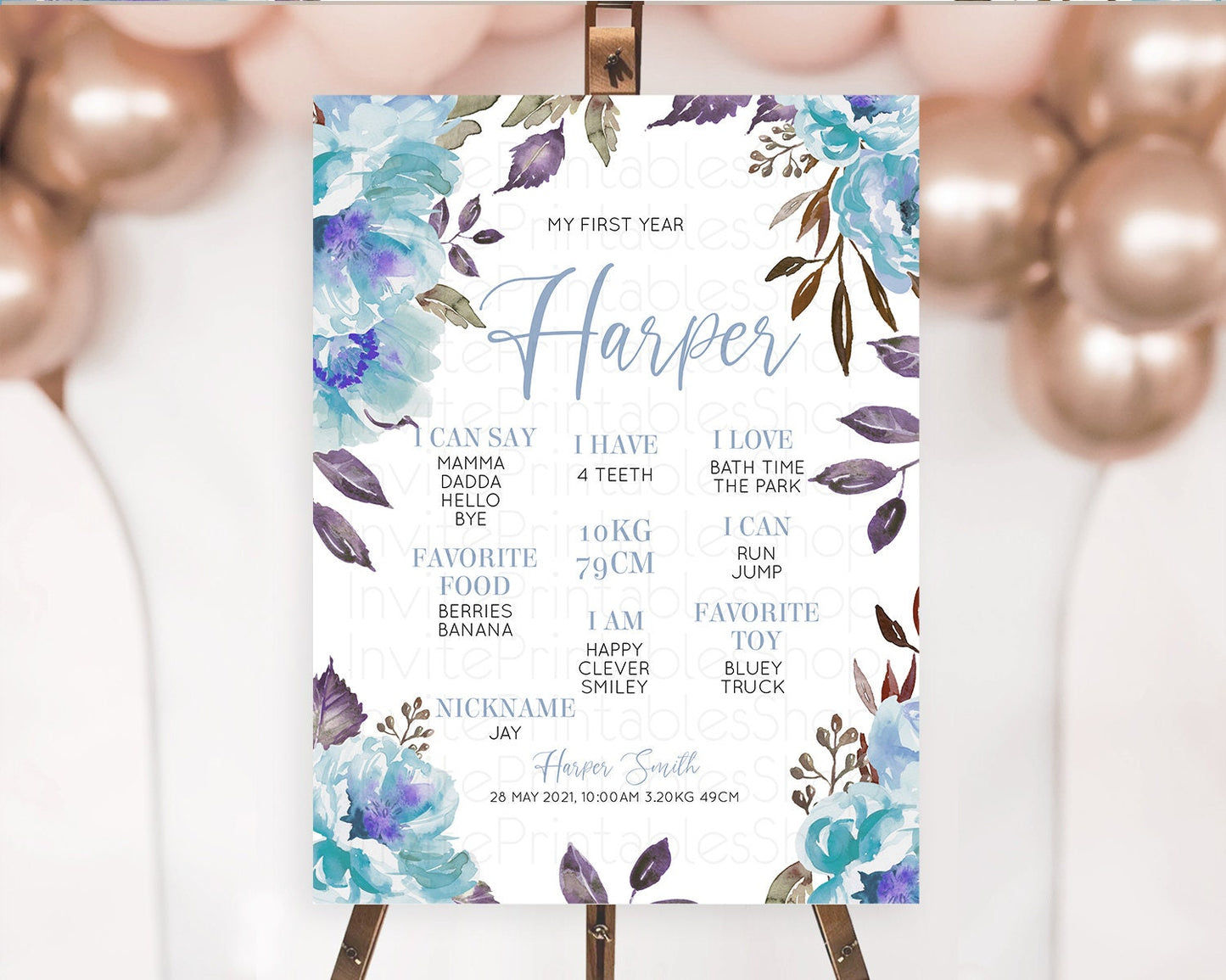 Secret Garden Milestone Board Wildflower First Birthday Milestone Poster Pastel Flowers Milestone Boho Wildflower 1st Birthday Sign D10730