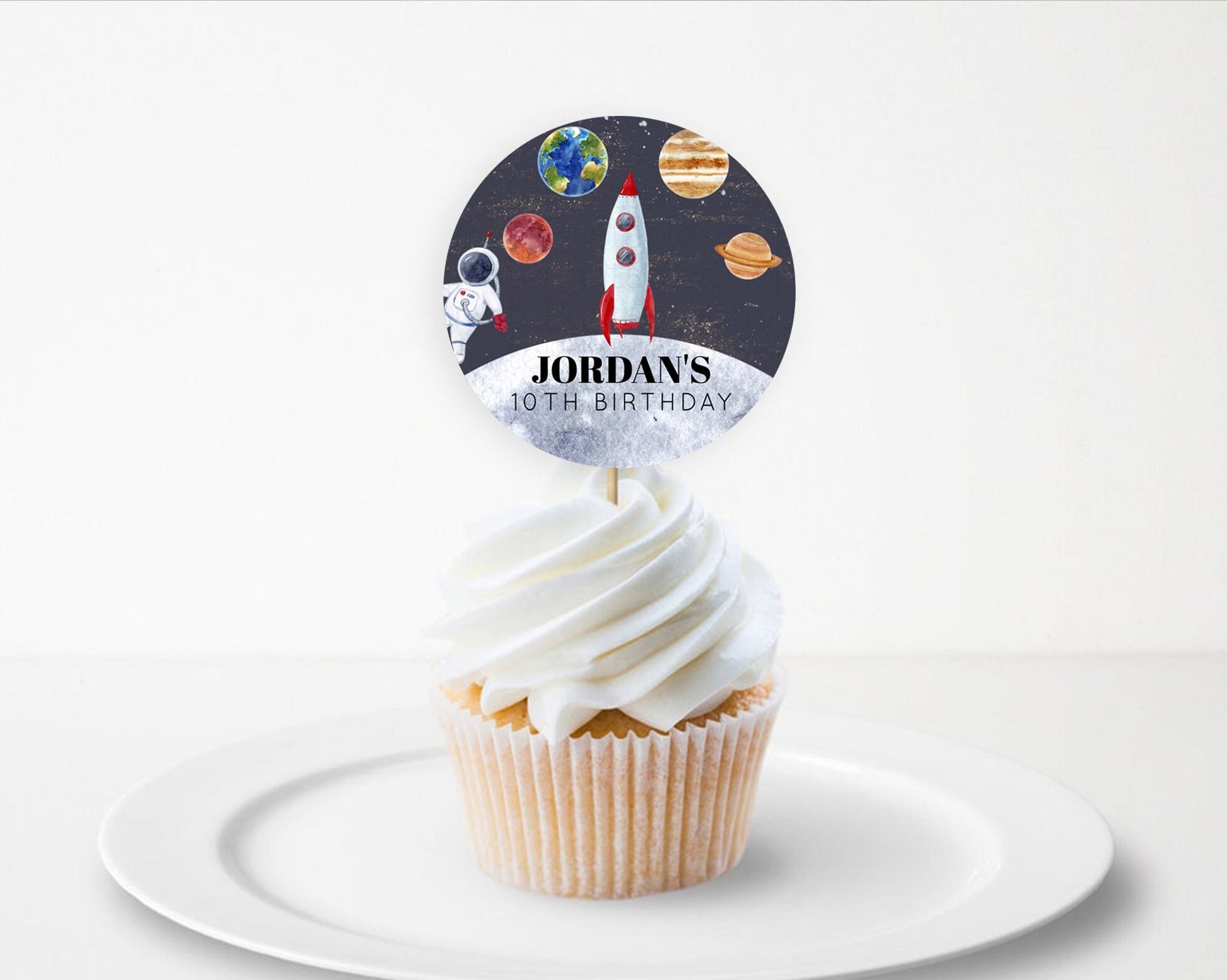 Editable Space Cupcake Toppers Space Decor First Trip Around the Sun Decor D