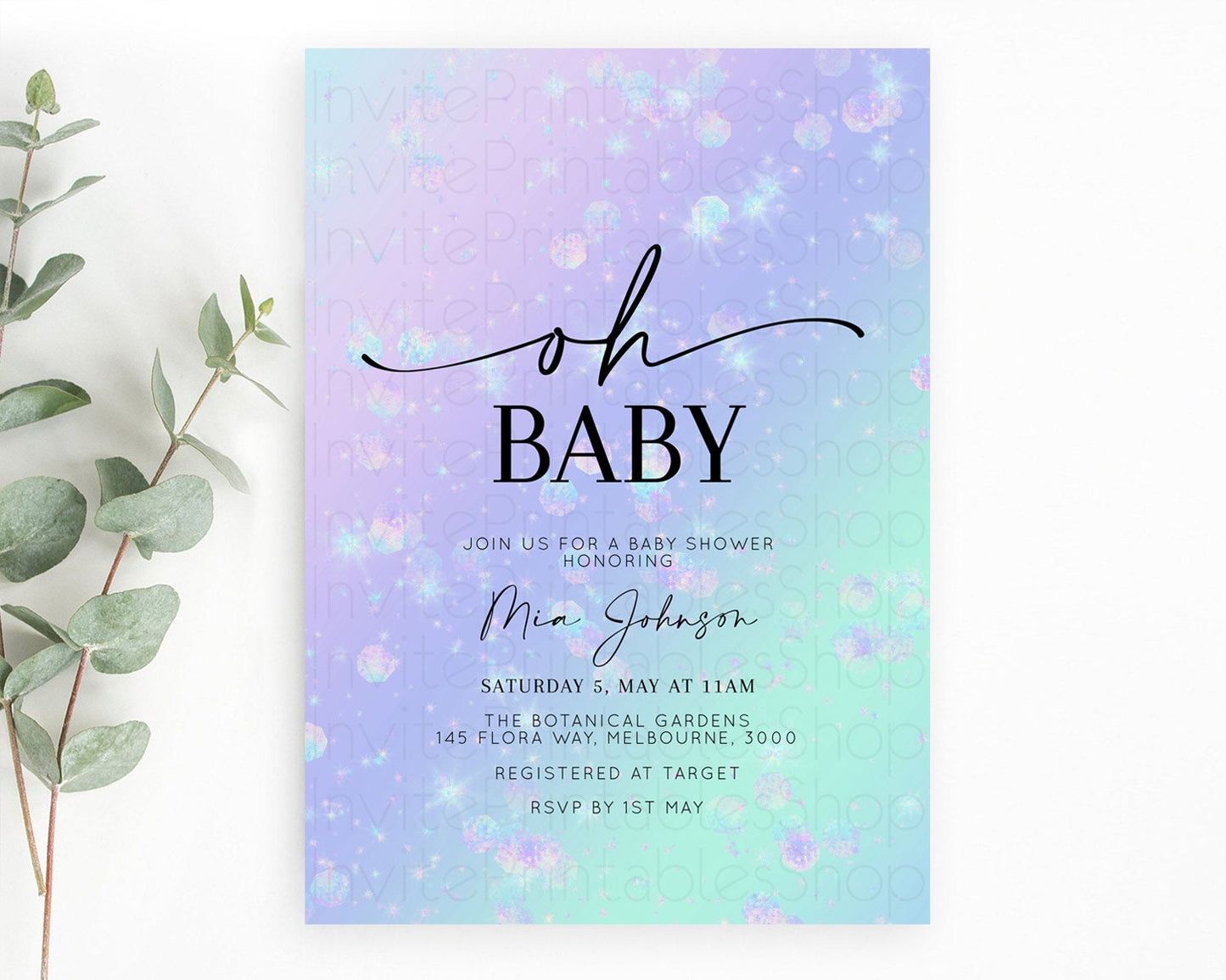 Rainbow Baby Shower Invitation Pastel Rainbow Baby Invitation Pastel Watercolor Invitation Colorful Ombre Sprinkle Shower D10663